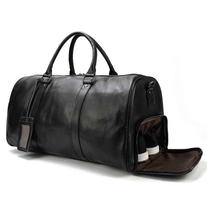 Premium Quality Natural Cowskin Travel Bags Waterproof Men's Leather Duffle Bag Handbag for Plane Luggage Weekend Bag Business