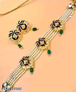 Unique Designer Handmade Ethnic Zinc Alloy Zircon Gold Plated Jewelry Set for Girls Women Necklace Earrings Ring for Wedding - Product Image 5