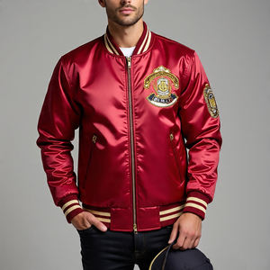 Custom Embroider Patches Bomber Satin Jacket Men's Lightweight Bomber Varsity Coat Men Satin Bomber Jackets Men - Product Image 6
