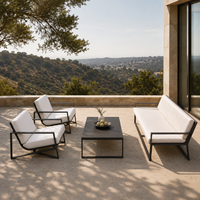 Ensemble de canapés d'extérieur modernes en acier inoxydable pour hôtels et cours – Mobilier de jardin toutes saisons pour projets hôteliers