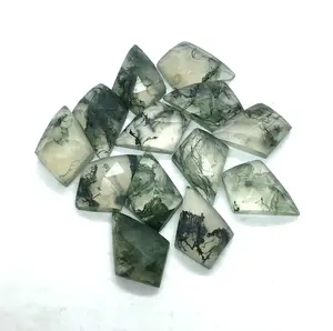 녹색 나무 이끼 마노 6X9MM 연 장미 컷 특별한 보석 및 기타 공예품을 만들기위한 면처리 된 천연 원석