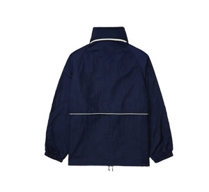 Veste coupe-vent vintage pour homme avec logo personnalisé, col montant, capuche, design frontal, légère, imperméable, tendance - Product Image 2
