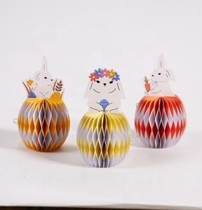 Sunbeauty Ensemble de 3 pièces de <span class=keywords><strong>lapin</strong></span> de jardin en papier bicolore décoratif en nid d'abeille amusant et <span class=keywords><strong>facile</strong></span> à faire soi-même artisanat de <span class=keywords><strong>lapin</strong></span> en papier pour les enfants - Product Image 3