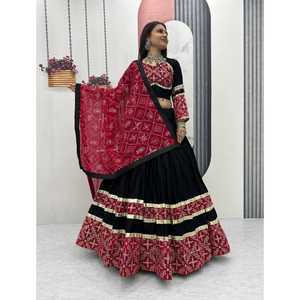 LEHENGA CHOLI EXCLUSIVO PARA LA TEMPORADA DE RAKHI THEEJ SAVAN NAVARATRI, ESTAMPADO EN GEORGETTE DE ALGODÓN PURO DE SECADO RÁPIDO Y COMPLETAMENTE COSIDO PARA FIESTAS - Product Image 1
