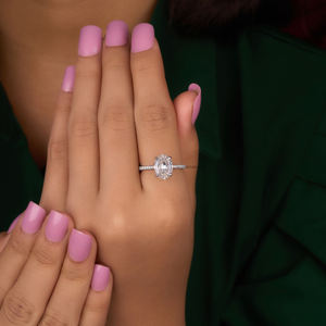 แหวนหมั้น2.50 CT Moissanite ทรงขั้นตอนตัดวงรีทรงเพรียวบางเครื่องประดับงานหมั้นเพชรทางเลือกทำมือ - Product Image 5