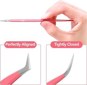 Pinzas de Punta puntiaguda de fibra delgada de 90 grados con etiqueta privada personalizable Pinzas de pestañas de volumen de acero inoxidable de último estilo - Product Image 6