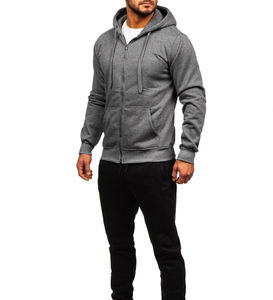 Venta al por mayor de los hombres de invierno chándal Regular Fit con capucha y cremallera Sudadera con capucha Jogger Pantalones Ropa de entrenamiento Transpirable Sólido - Product Image 6