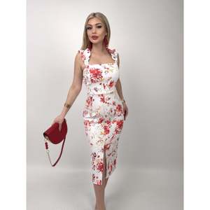 Vestido Ajustado de Satén 4019 con Diseño sin Tirantes y Estampado Digital con Tirantes de Globo - Product Image 6