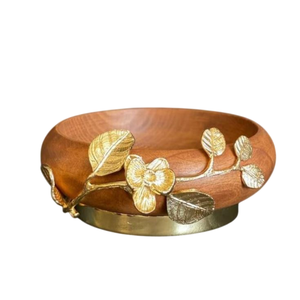 Ensaladera de madera con diseño de rosa dorada antigua y moderna, cuenco decorativo con estilo moderno para uso doméstico, fiestas de boda pulidas - Product Image 2