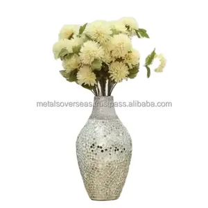Vaso De Alumínio Com Mosaico De Vidro Em Duas Tons Decoração De Casa De Casamento Flor De Mosaico De Vidro
