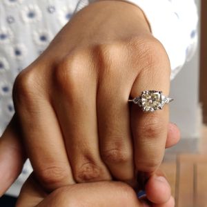 Conjunto de racimo de corte de cojín clásico de Plata de Ley 925 para mujer Anillos de boda de compromiso de circón para aniversarios y regalos - Product Image 2