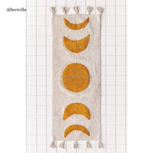 Salle à manger Tapis de sol Décoration de fête Tapis pour la maison Écologique Dortoir Boho Tapis brodé Tapis avec pompon - Product Image 5