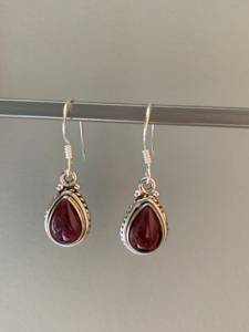 Handmade 925 Sterling Silver Women's Drop Earrings Natural Garnet Pear Brilliant Cut Bezel Set High Quality for Wedding <b>Parties</b> - Product Image 2