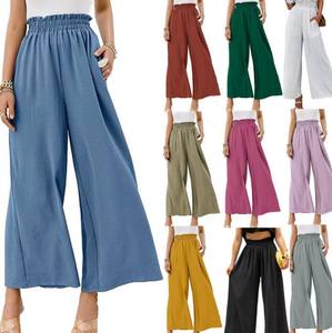 Design <b>Women</b> Summer Pant Leg Slit Straight Tube Pants Vintage High Waist Female <b>Trousers</b> - Product Image 2