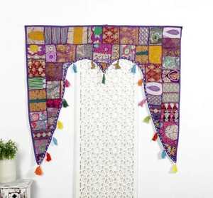 Banjara-cenefa de ventana hecha a mano para colgar en la puerta, cortina Bohemia bordada, tapiz de pared de retazos, puerta India - Product Image 4