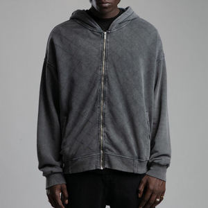 Nouvelle Arrivée Sweat à Capuche Zippé Homme Grande Taille Effet Délavé Style Décontracté Impression Numérique Coton Polyester Écologique Hiver - Product Image 6