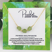 Collier en argent sterling avec pépite de péridot brut, cadeau de mariage chrétien, bijou pierre de naissance, pierre de naissance d'août