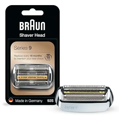 Cabeça de substituição para barbeador elétrico Braun Série 9 - 92S - Compatível com todas as Série 9, 9385cc, 9390cc, 9330s, 9296cc, (prata)
