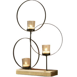 Wholesale Metal Geometric Candle <b>Holder</b> Set Modern Black Iron <b>Tealight</b> <b>Holder</b> 3 Tier Contemporary Table Centerpiece Candle Stand - Product Image 1