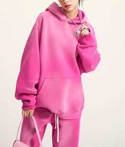 Sweat à capuche personnalisé lavé à l'acide, décontracté, élégant, sweat à capuche femme lavé à l'acide vente en gros de sweat à capuche personnalisé lavable à l'acide rose pour femmes - Product Image 6