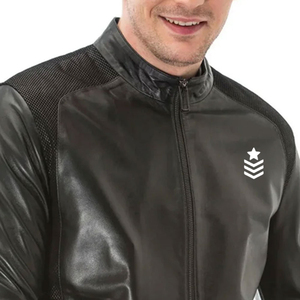 Chaqueta de cuero para hombre de calidad superior al por mayor, cortavientos con logotipo personalizado y colocación del logotipo frontal con cuello levantado a la moda - Product Image 4
