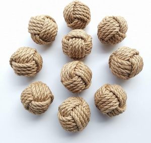 Boules décoratives Art Déco en jute marron attrayantes, bols de centre de table, remplissage de vase en corde pour Noël - Product Image 1