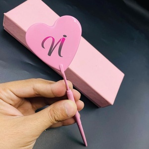 กระจกแต่งหน้าสเตนเลสรูปหัวใจสีชมพูกระจกด้านเดียวสำหรับต่อขนตา - Product Image 5