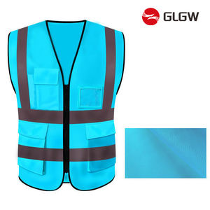 تشجيانغ عالية الوضوح البناء عمال تحذير حماية حركة المرور عاكس رصف العمل سترة زرقاء مع جيب الرمز البريدي - Product Image 6