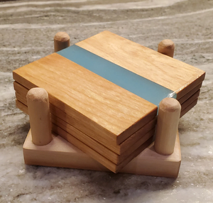 Epoxy Resin & Wood <b>Coaster</b> Table Decoration <b>Black</b> Epoxy Resin <b>Coaster</b> With <b>coaster</b> HOLDER STAND - Product Image 5