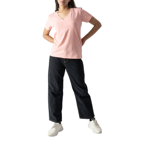 T-shirt à col en V pour femme-Coupe respirante élégante, parfaite pour les journées chaudes, idéale pour les sorties décontractées, offre un superbe look féminin - Product Image 3