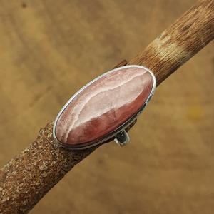 Piedra preciosa de Rodocrosita Natural de calidad superior, anillo de boda/fiesta bohemio de plata 925 DE ALTO destello, bisel de corte ovalado artesanal - Product Image 4