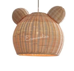Best Selling Natural Colored Teddy Bamboo and Rattan Lampshade Wall Hanging Decor Kids Room and Baby <b>Nursery</b> Handmade Lampshade - Product Image 3