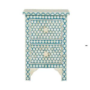 Elegante mesa de cajón lateral con incrustaciones de hueso para dormitorio y sala de estar - Product Image 1