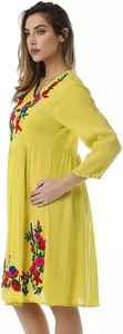 Vestido Maxi Floral de Lujo, Estilo Bohemio, para Mujer, Estilo Resort, Vestido Mexicano Amarillo para la Noche - Product Image 2