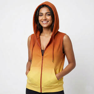 Sweat-shirts sans manches pour femmes de haute qualité, fermeture éclair intégrale, vêtements décontractés, fabrication sur mesure, logo personnalisé, prix de gros, gilets à capuche élégants, débardeurs - Product Image 1
