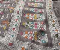 Sari en soie Georgette Tassar de Banarasi, tissé à la main, avec broderie Meenakari et jacquard Zari, protection solaire traditionnelle, séchage rapide, luxe, pour les fêtes