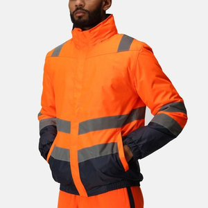 2024 Customizable Orange Safety Jacket Men High Quality Reflective Canvas <b>Work</b> Jacket Hooded <b>Stand</b> Winter High-Visibility - Product Image 1