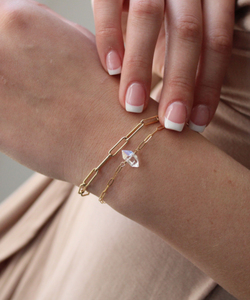 Natural Herkimer Diamond 925 Sterling Silver Gold Plated Chain Bracelets for Women Designer Handmade <b>Crystal</b> Work Chain Bracelet - Product Image 3