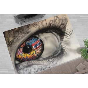 Alfombras con Diseño de Grafiti de Ojos, Alfombra Colorida, Alfombra con Diseño de Ojos Abstractos, Alfombras de Grafiti, Alfombra Suave No Tejida - Product Image 3