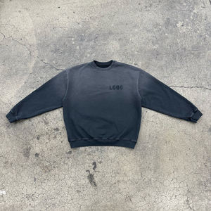 Conjunto personalizado de sudadera y pantalones de chándal con lavado ácido Vintage de peso pesado, chándal de cuello redondo para hombre - Product Image 5