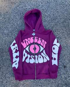 Sudadera de talla grande para hombre, ropa de calle con estampado gráfico personalizado, sudaderas con capucha bordadas hechas de lana de algodón liso para hombre - Product Image 1