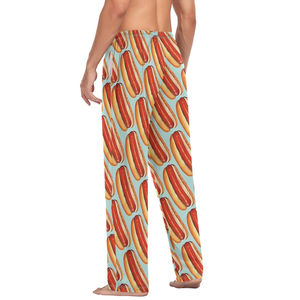 Ensemble de vêtements de nuit personnalisés pour hommes pantalon en flanelle de minuit en coton et soie pantalon pour hommes droit rayé incurvé - Product Image 3