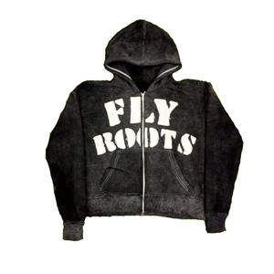 Sweat à capuche en molleton 100 % coton de haute qualité pour homme 2024, broderie effet vieilli, poche design, couleurs/logo personnalisables, service OEM, décontracté - Product Image 1