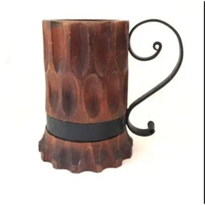 Poignée en fer chopes à bière en bois Design rustique parfait maison cuisine Viking boire mariages élégant Durable Unique boisson Ware - Product Image 1