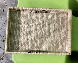 Plateau en osier tissé à la main en rotin plateau de service en bambou table décorer fête d'anniversaire ustensiles de cuisine utiliser nouveau style plateau de service de nourriture de thé - Product Image 3