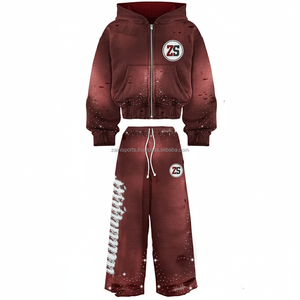 Sweat à capuche à fermeture éclair en polaire épaisse survêtement d'hiver épais 380 GSM tissu doux chaud logo personnalisé broderie et impression survêtements grande taille - Product Image 1