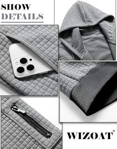 <b>Men's</b> Comfortable Lightweight Full-Zip up Hoodie Loose Fit Solid Pattern Sweatshirt with Zippered Pockets Winter <b>Jacket</b> - Product Image 5