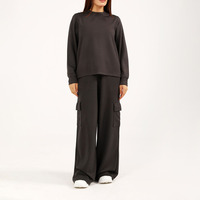 Survêtement personnalisé pour femmes, pantalon de survêtement décontracté en molleton durable, ensemble 2 pièces, sweat-shirt et pantalon cargo, survêtement avec logo personnalisé