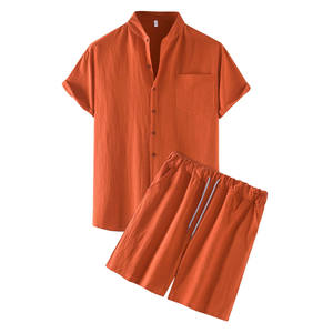 Ensembles d'été pour hommes de grande taille Chemise à fermeture boutonnée en tissu de coton avec séchage rapide - Product Image 1