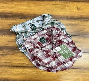 Chemise Oxford pour garçons à manches longues teintées en fil avec broderie décontractée à motif rayé poche de poitrine côté gazette - Product Image 1